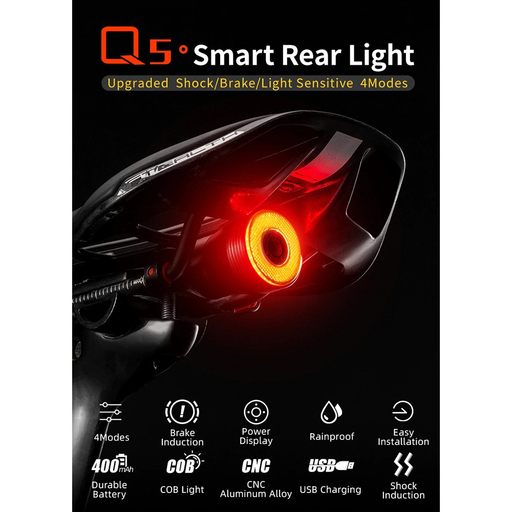 ROCKBROS Lampu Rem Belakang Sepeda LED Taillight 60 Lumens - Q5 - Black