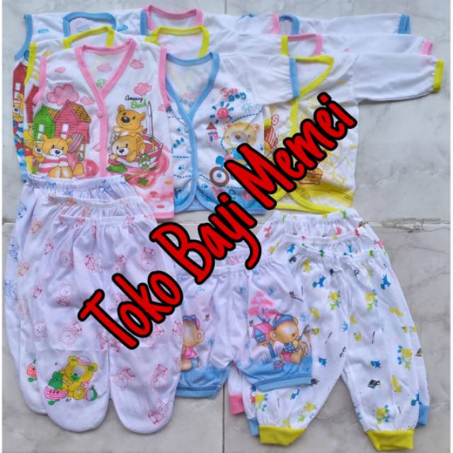 Paket baju bayi dan celana bayi MINI 3 isi 18 pcs bahan katun