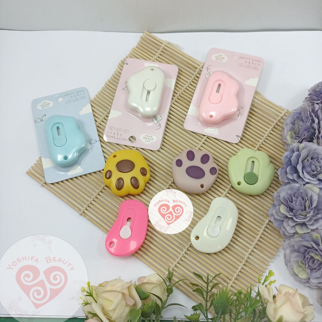 Mini Cutter Pemotong Kertas  Bentuk Kaki Cute Dog Paw Awan Cloud  Kater Mini Pisau Kecil