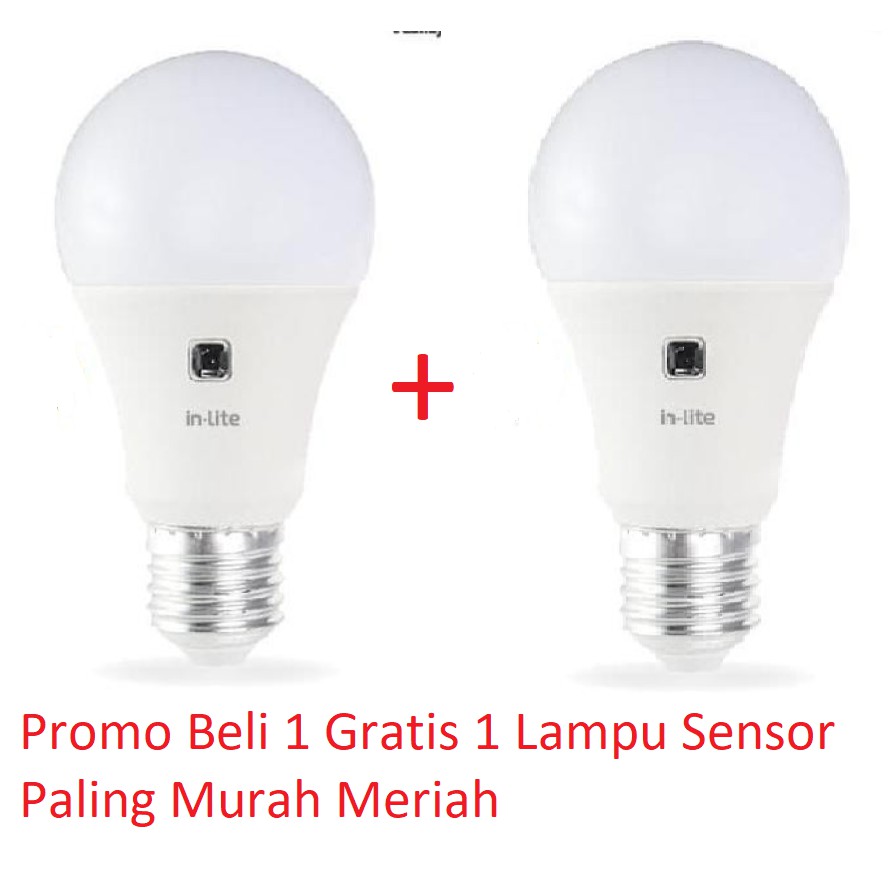 Promo Beli 1 Gratis 1 in-Lite LED Lampu Sensor Cahaya 9 Watt