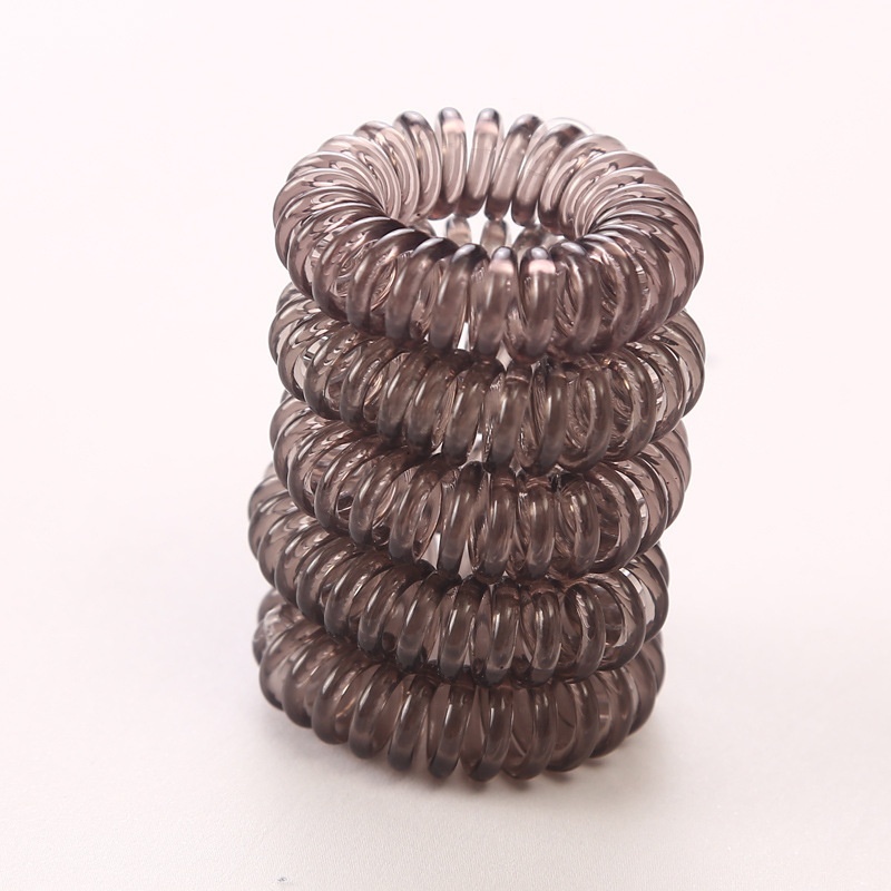 10pcs/lot Women Transparent Elastic Spiral Shape Hair Rope Telephone Wire Hair Ties Ponytail Holder