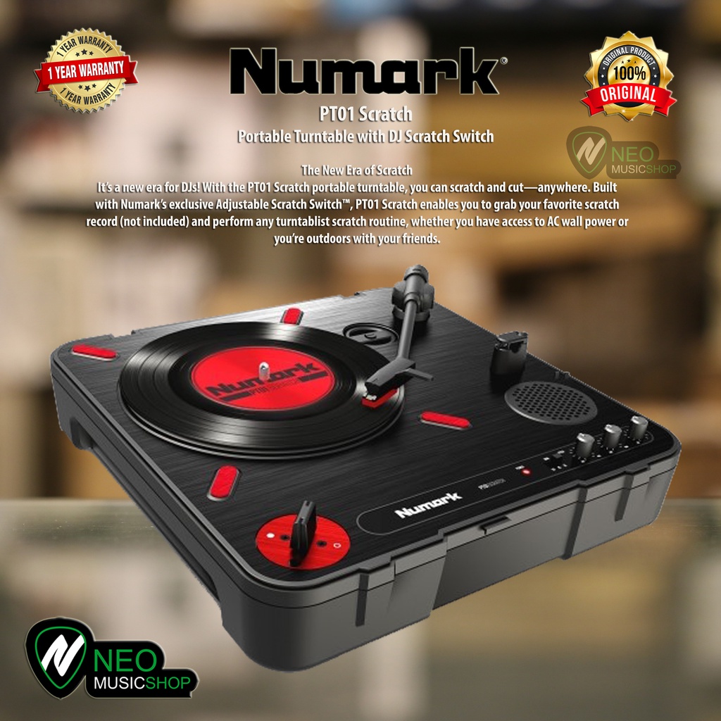 Numark PT01 Scratch Portable Turntable with DJ Scratch Switch