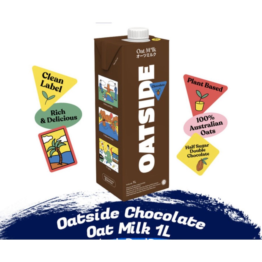 Oatside Chocolate  Milk 1liter - Oatside Susu Cokelat Oat Gandum