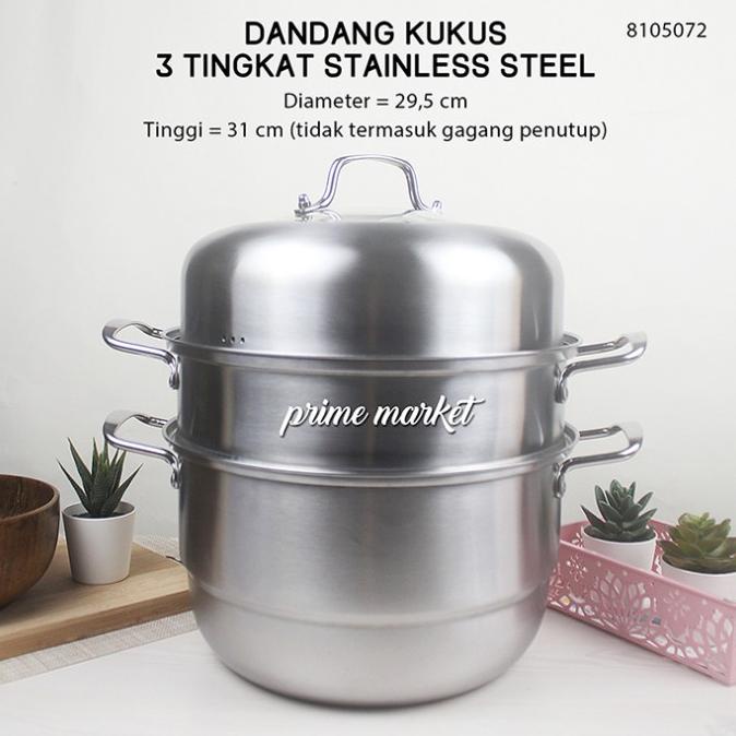 <<<<<] Panci Kukus Susun 3 Tingkat Pot Steamer/ Dandang Kukus Stainless Steel