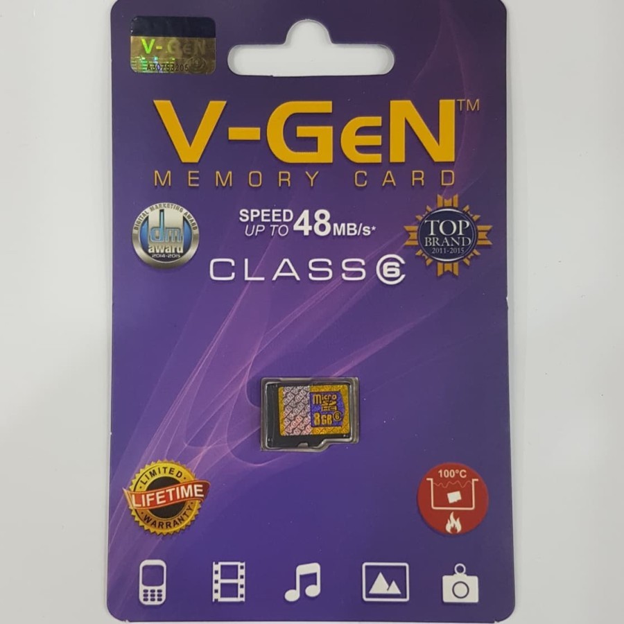 Memori Micro SD V-Gen Memory Card 8 GB / 4 GB Class 6 Vgen Original Mmc Sdhc