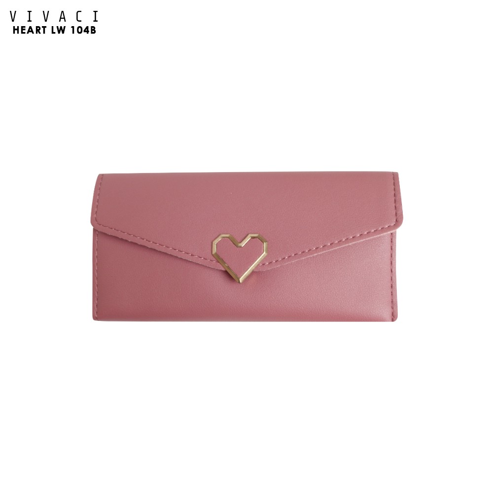 Dompet Korea Wanita Vivaci Heart LW 104B Dompet Panjang Lipat 3 Lucu - Skoola