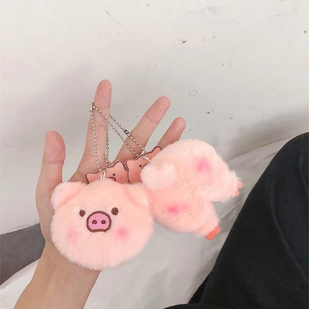 Needway  Cute Pig Keychain Wild Bag Pendant Plush Brooches PP Cotton Pig Head Pig Tail Cartoon Animal Fashion Pendant Couple Jewelry