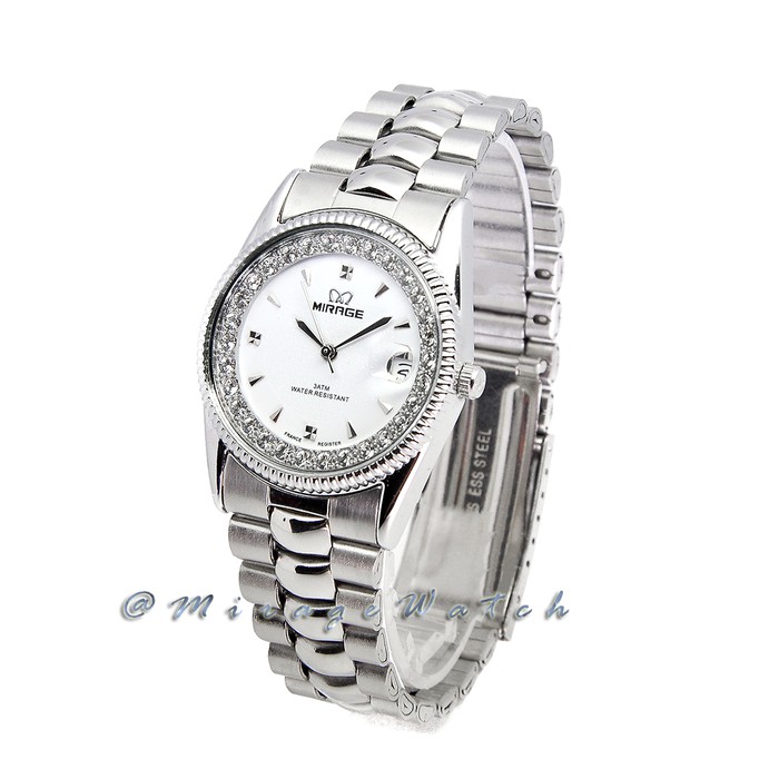 Jam tangan Wanita Mirage Permata Original Silver