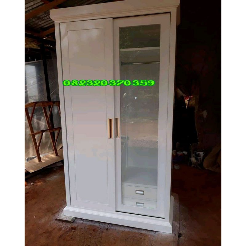 almari pakaian sliding pintu 2 jati