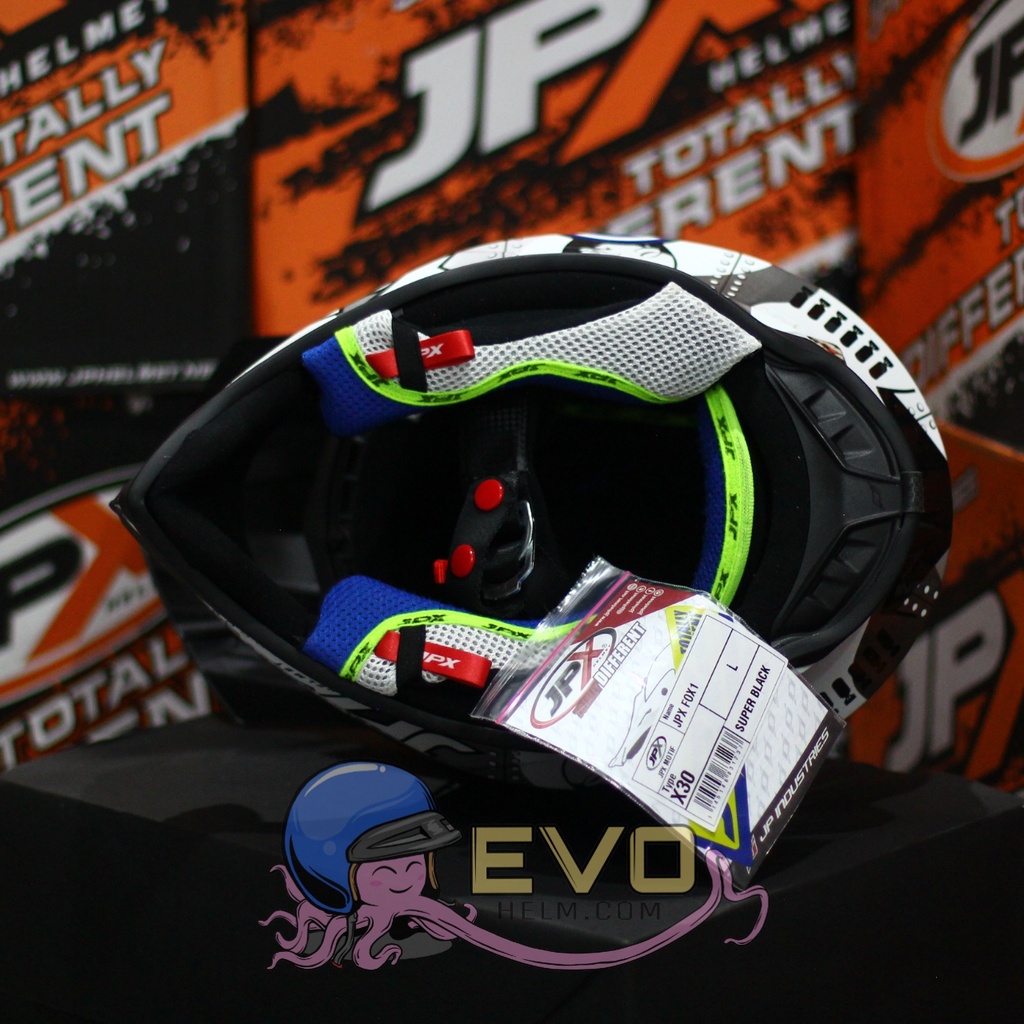 HELM JPX CROSS_FOX1 SERI X30 - SUPER BLACK + GOOGLE SNAIL (ONGKIR 2 KG) HELM JPX TERBARU