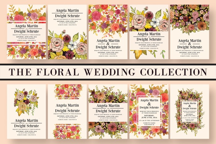 Vintage Floral Wedding Invitation Bundle - Photoshop