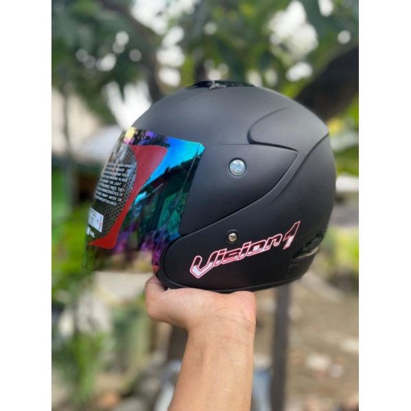 Helm KYT vision 1 SNI KACA PELANGI warna hitam Doff