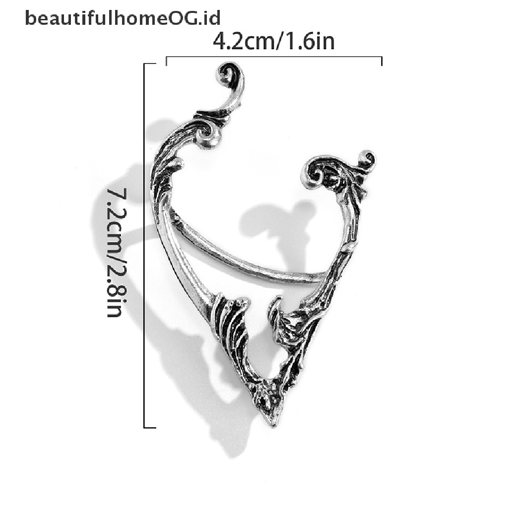 Anting Klip Tanpa Tindik Desain Dark Elf Untuk Wanita