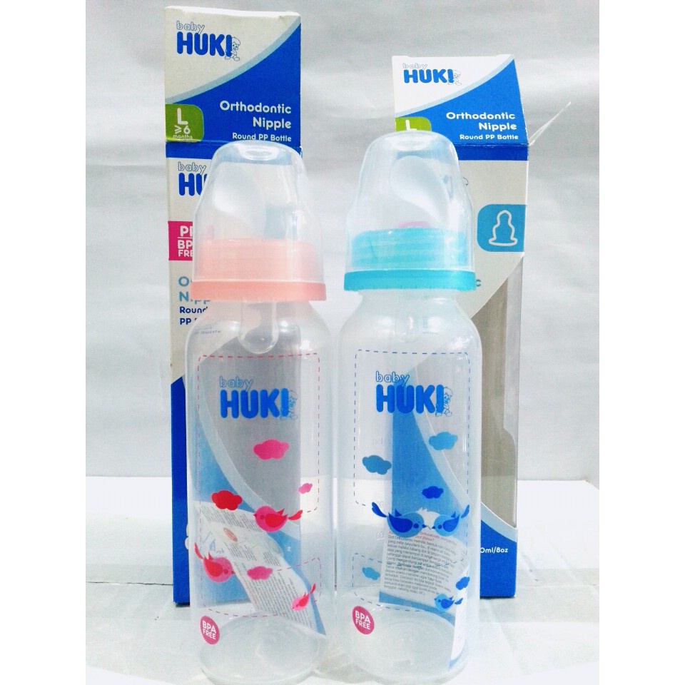 Huki CI0332 CI0334 240ml Round PP Bottle - Botol Susu Motif Random