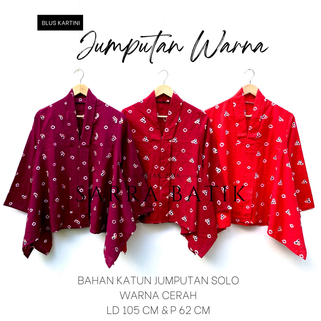 [PREMIUM] Blus Kartini Jumputan Warna Batik Tiedye Warna Katun Atasan Kerja Casual Modern Solo Muslim Tie Dye Handmade