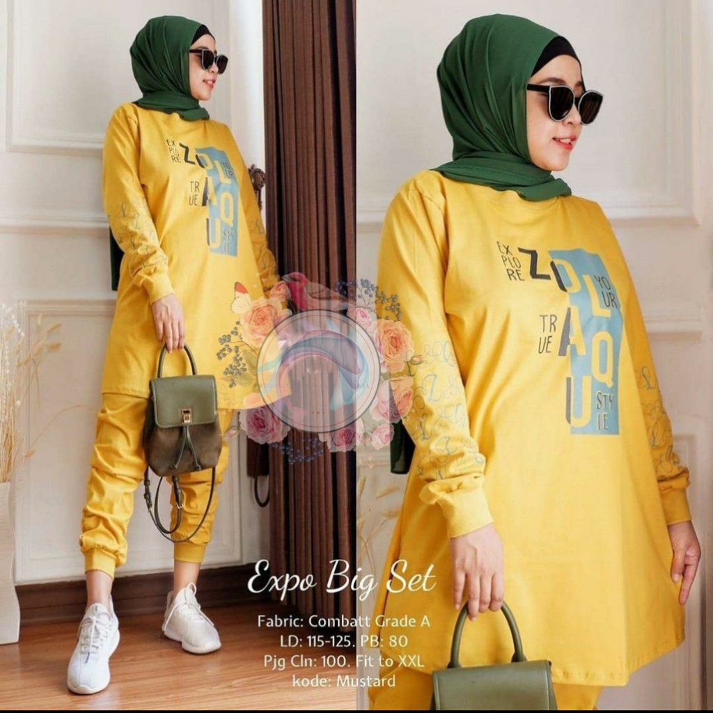 Set Training jumbo Expo Zolaqu/setelan wanita casual/setelan olah raga/fashion wanita/big size/new