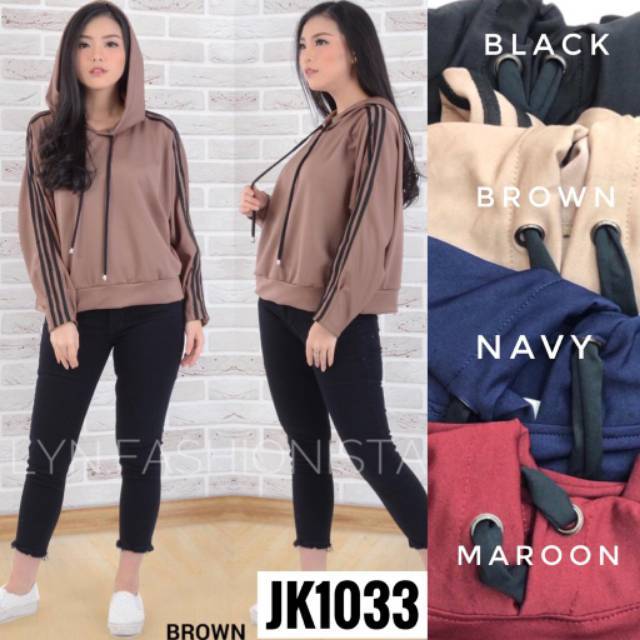 SWEATER SCUBA WANITA/SWEATER TOPI HOODIE/BAJU ATASAN LENGAN PANJANG MURAH/JK1033