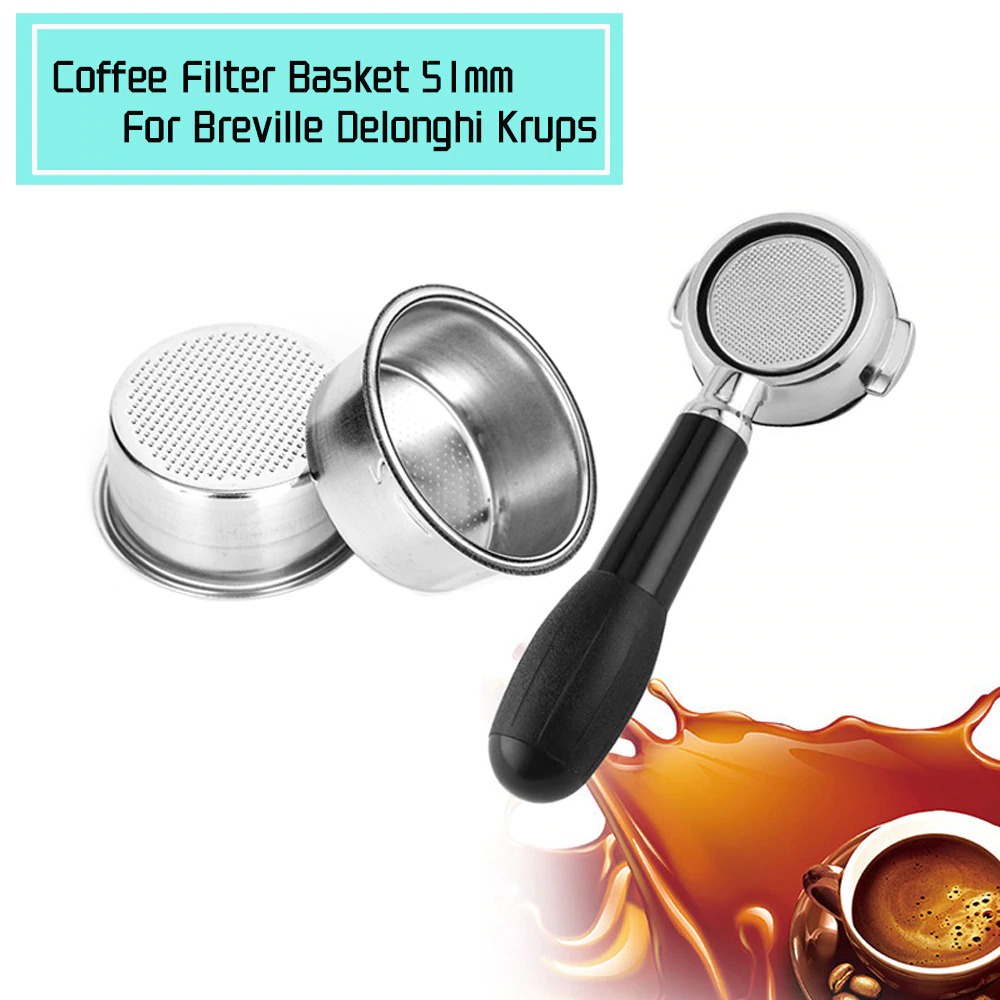 Wadah Penyaring Kopi Non Pressurized Basket 2 Cup 51mm for Breville Delonghi Krups - DL-01 - Silver