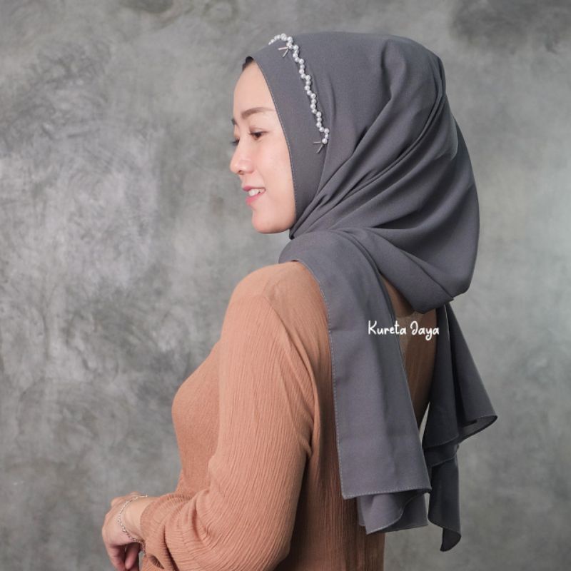 Pashmina Tali Instan Payet Diamond Strech Elastis Premium Pasmina Pesta Bando Swarosky Realpict Original PashminaPesta-Grey