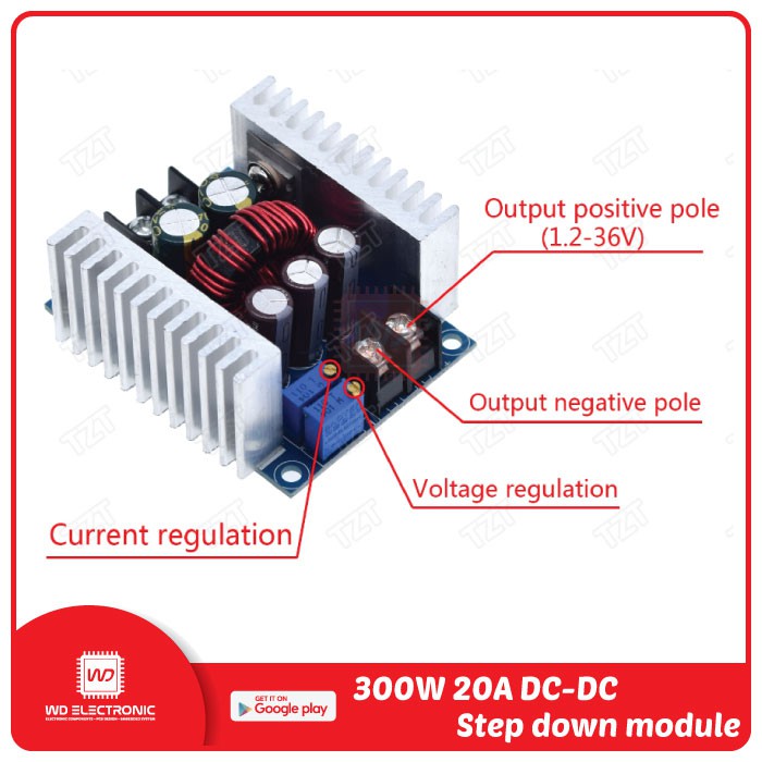 300W 20A Constant Current Adjustable Buck Converter Step-down DC to DC voltage module