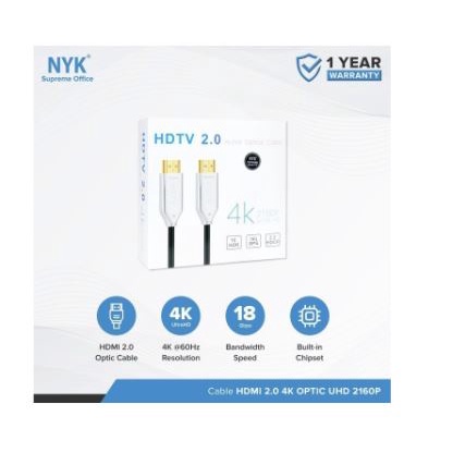 Cable Hdtv 2.0 nyk 60 meter optical active gold 4k 2k 60hz uhd hdr hdcp ethernet -Kabel hdtv optic optik 60m aktif