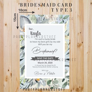 Bridesmaid Card Kartu Bridesmaid Groomsmen Card Bridal Shower Kartu Ucapan Murah Paper Bag Brides Shopee Indonesia