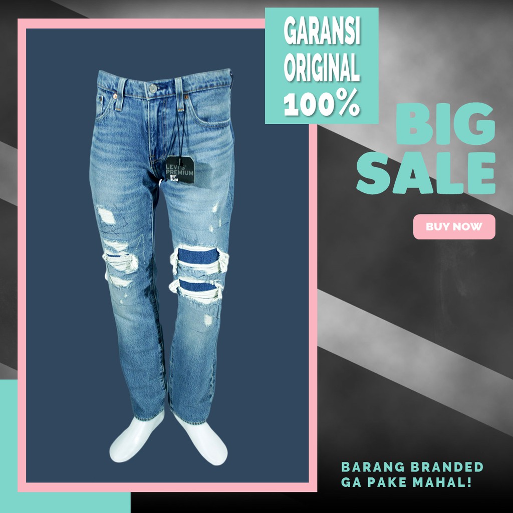 Original BNWT Levis 511 Premium Distressed Slim Jeans - Light Blue