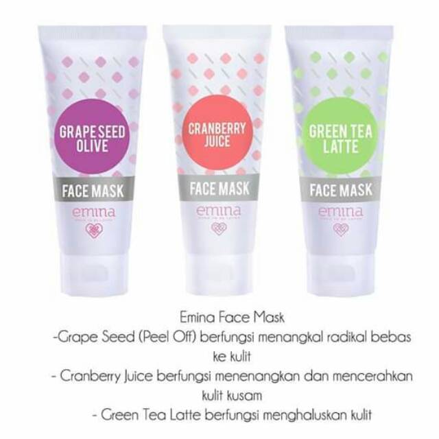 Face mask emina (masker emina greente,masker emina grapeseed olive,masker emina cranberry juice)