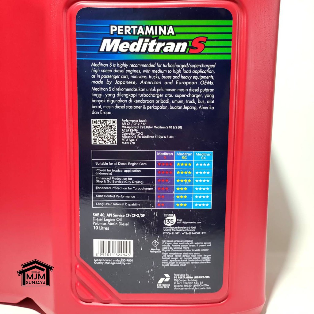 Oli Pertamina Meditran S 10 Liter SAE-40 Mesin Diesel Solar Galon SAE40 S40 40 ASLI ORIGINAL