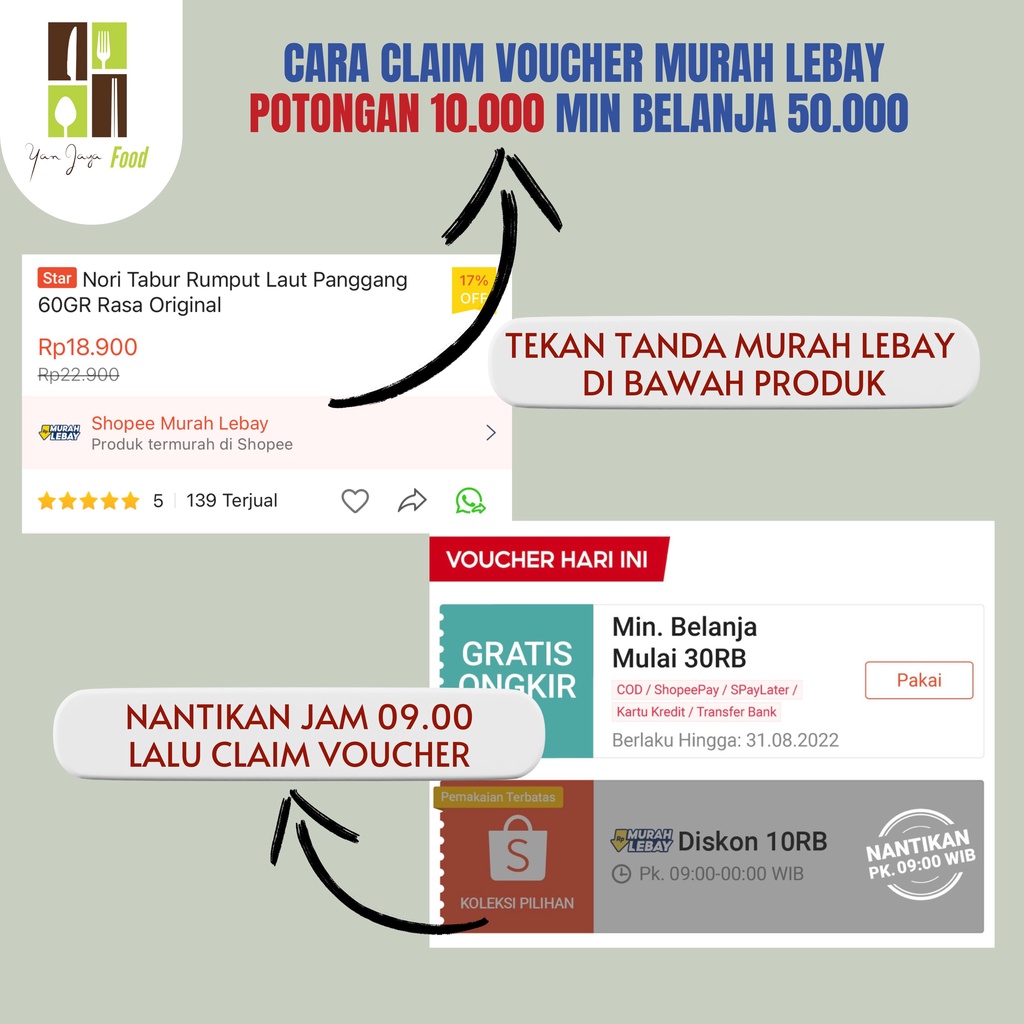 Nori Tabur Rumput Laut Panggang 60GR Rasa Pedas / Original / Sapi Panggang/BBQ