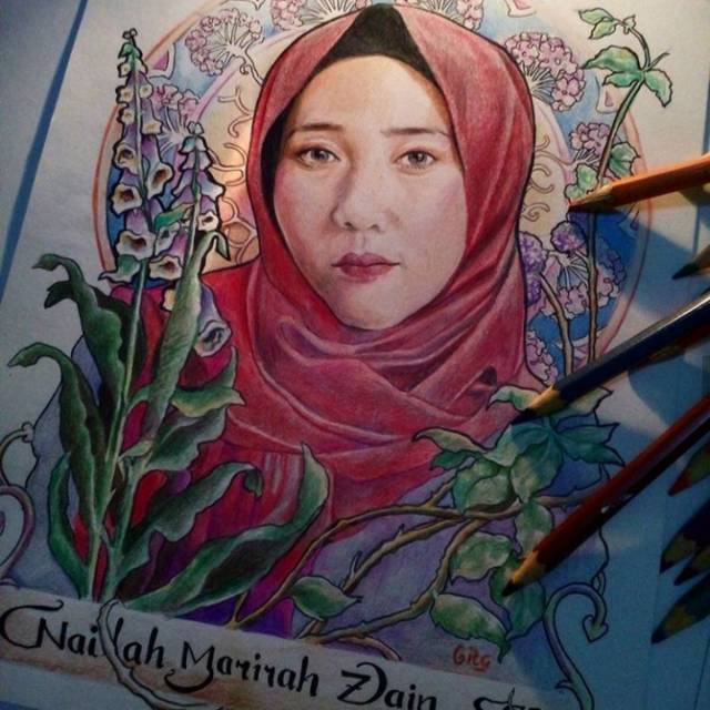 

Sketsa lukis wajah warna + bingkai