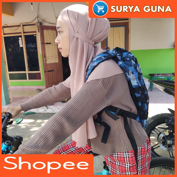 jual tas punggung sepeda loreng biru tas punggung buat sepeda