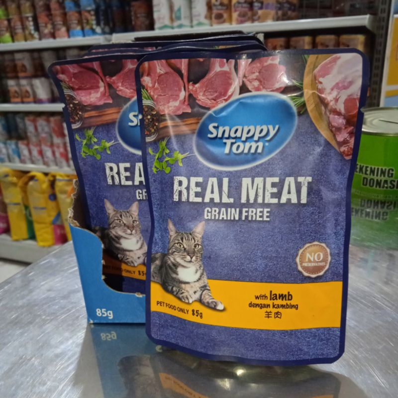 Makanan kucing snappy tom pouch 85g/ makanan kucing snappy tom lamb