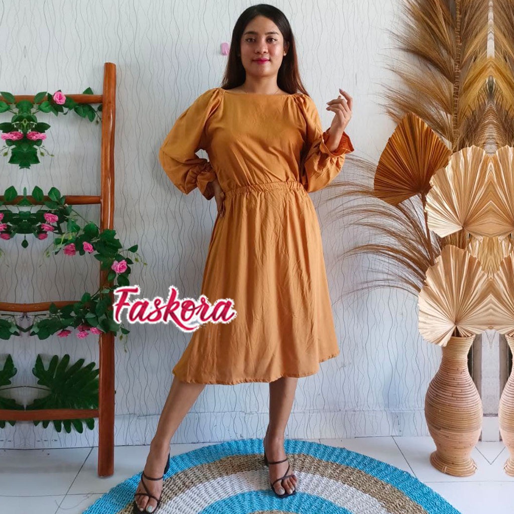 Dress Wanita Casual Dress Jumbo Sexy Dress Bali Panjang Polos Dress Murah Kekinian Dress Kerut Bali