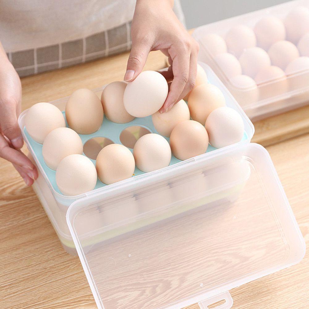 Solighter Kotak Penyimpanan Telur Portable Bening Pengawet Makanan 15kisi Egg Tray