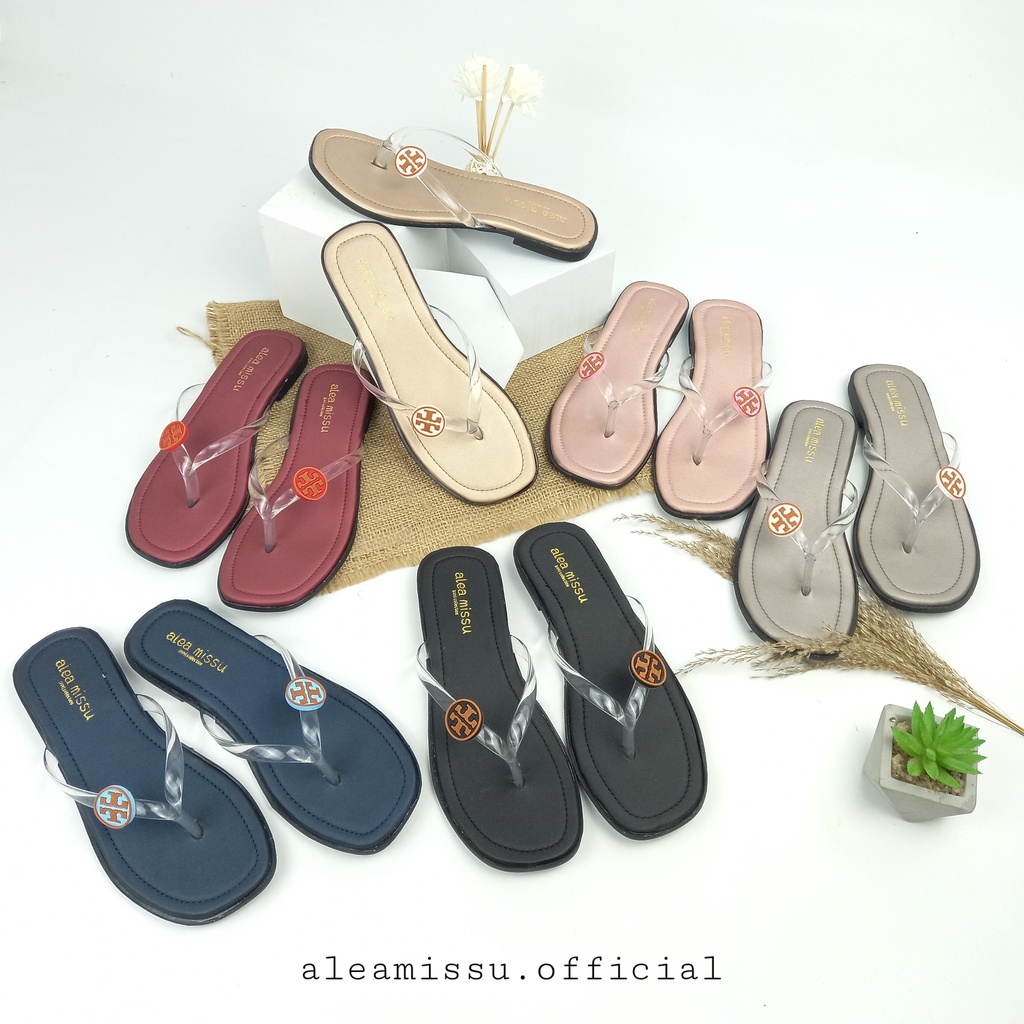 Qosry sandals Fariasi Karet kombinasi Jelly Transparan Flat Sandal by aleamissu