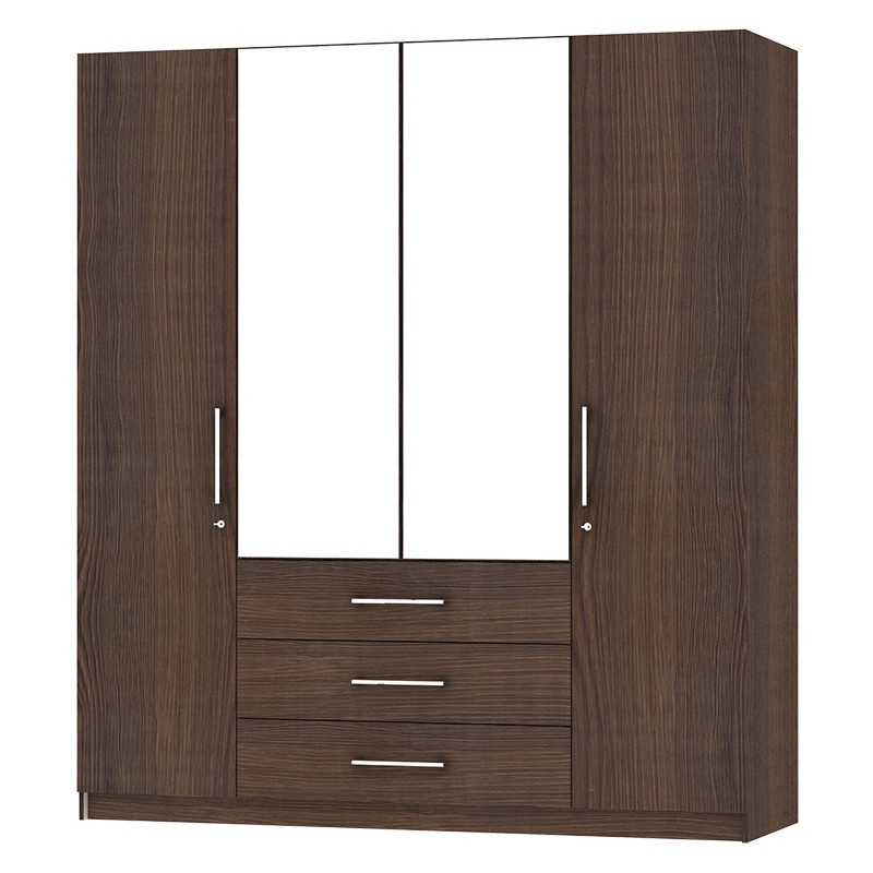 Lemari Kayu Minimalis 4 Pintu 2 Cermin Estetik TRITAN LP 4 LL// BOUTI ALSHOPHILA BUSH Furniture Sura