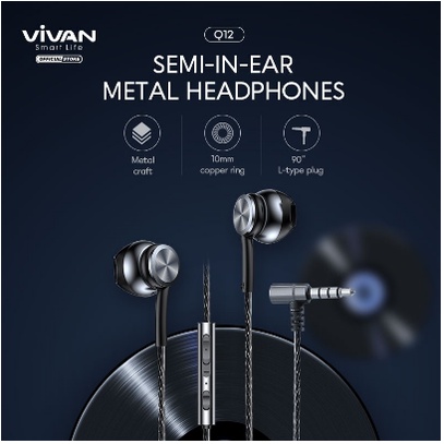 Headset VIVAN Q12 Full Bass Konektor L HANDSFREE GARANSI RESMI