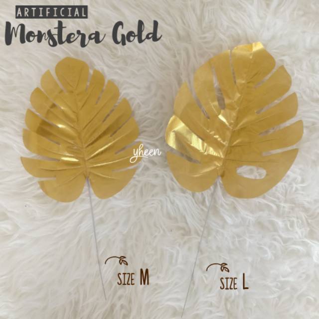 Artificial Monstera Gold / daun monstera gold