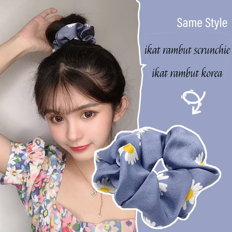 scrunchie satin/ikat rambut scrunchie/Ikat rambut Daisy/Ikat Rambut Wanita/ikat rambut korea//cepol jilbab scrunchie/Ikat Kepala/aksesoris rambut/pita rambut