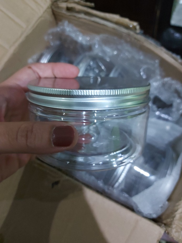 Botol Toples Jar Makanan 360 Ml Wadah Plastik Pot Lulur Pomade Tutup Aluminium Perak Silver 360 Gram