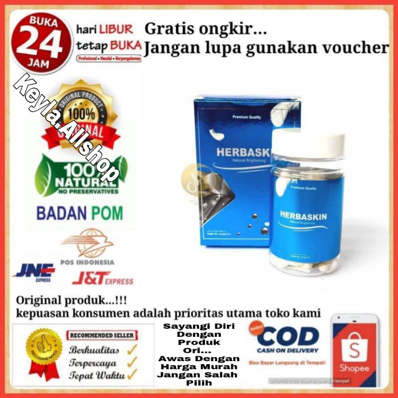 Herbaskin pemutih alami - obat herbaskin asli 100% original suplemen pemutih kulit badan tubuh cerah