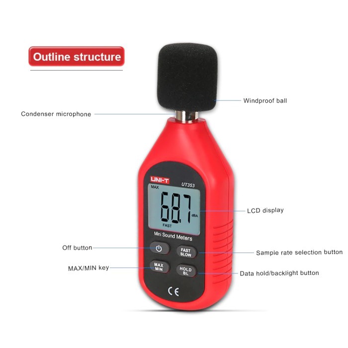 UNI-T UT353 - Mini Sound Meter - Pengukur Tingkat Kekuatan Suara (Desibel)