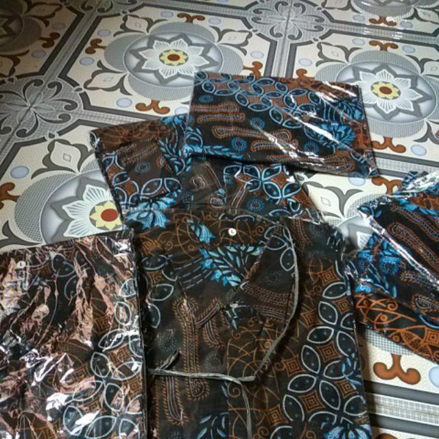 Batik Couple Keluarga Parang -- Motif Seno Biru -- Batik Modern Keluarga