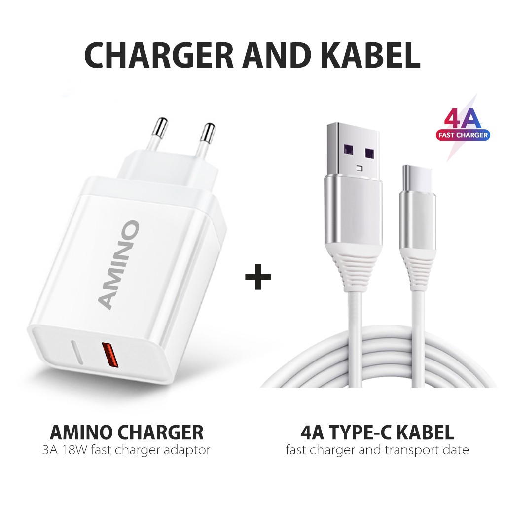 Cas HP Android Fast Charging Micro USB/Type C Charger Xiaomi /Oppo /Vivo AMINO 3A 18W Qualcomm QC3.0