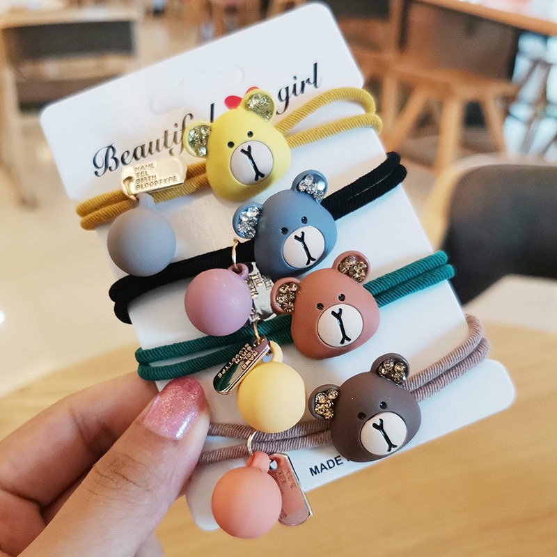 OVERFLOWS.ID Ikat Rambut Ala Korea Motif Beruang Bear Hairtie Ikat Rambut Motif Beruang