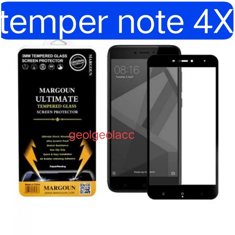 TEMPER GELAS ful layar redmi note 4X pelindung kaca
