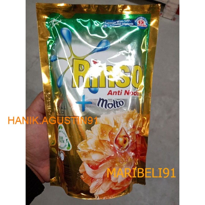 Rinso + molto anti noda Royale Gold 750ml pelembut dan pewangi pakaian sabun cair 750ml maribeli91