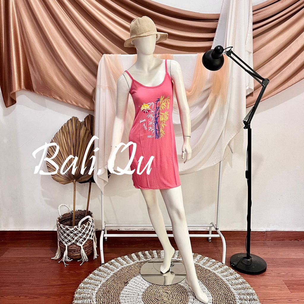 Daster  Tali Satu Sablon Bambu Bali-PEACH