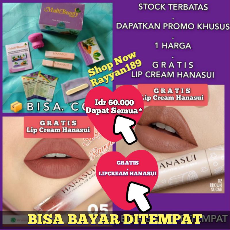FREE LIP CREAM HANASUI 1 BATANG SABUN MULTYBEAUTY SKINCARE 1 BATANG SABUN MULTIBEAUTY SKINCARE MBS